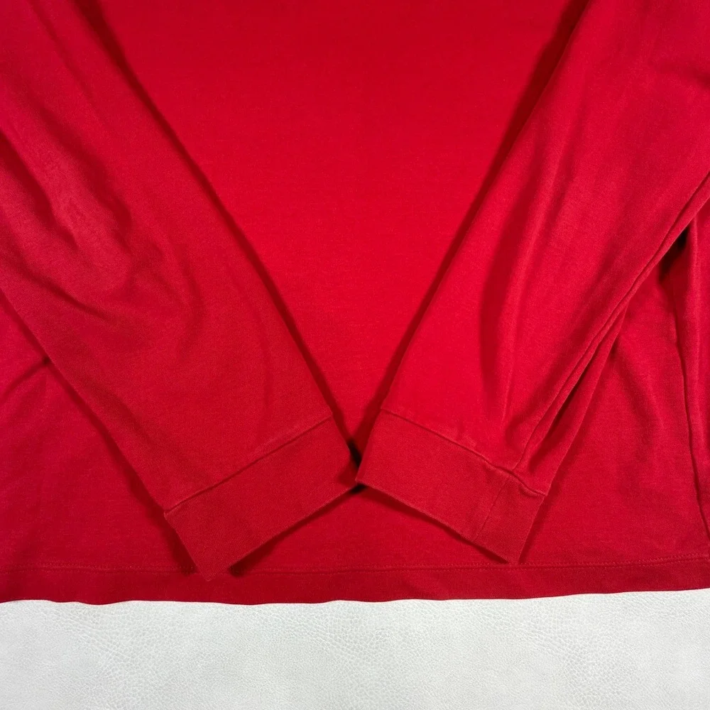 Polo Ralph Lauren Mens Red 100% Pima‎ Cotton Quarter Zip Pullover Sweater Large